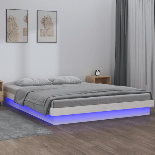 Furnova LED posteljni okvir bel 120x190 cm trden les, (21941116) Slike