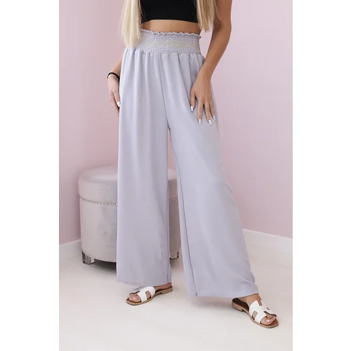 Włoski Trousers with a wide elastic waistband grey