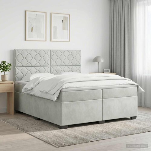  Boxspring krevet s madracem Svjetlosiva 200 x 200 cm Bar&amp;scaron;un Slike
