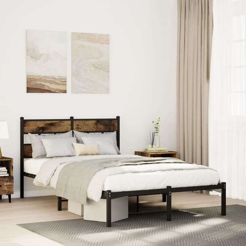 VidaXL Metalni okvir kreveta bez madraca boja hrasta 120x190 cm Slike