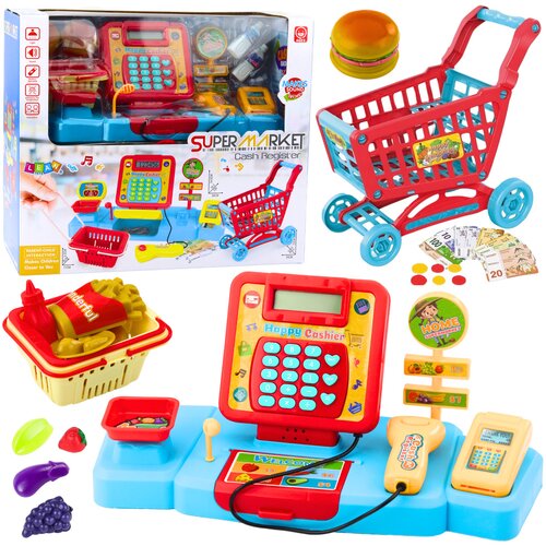  Trgovina za igru sa košarom i kolicima te puno pribora - plava Cijene