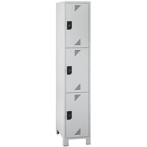eurokraft pro Omara s predelki z zaklepanjem, višina predelka 558 mm, VxŠxG 1800 x 400 x 500 mm, 3 predelki, cela svetlo siva Cene