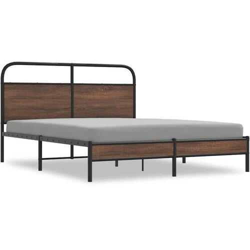 VidaXL Posteljni okvir brez vzmetnice 150x200 cm rjav hrast inž. les, (21611422) Slike