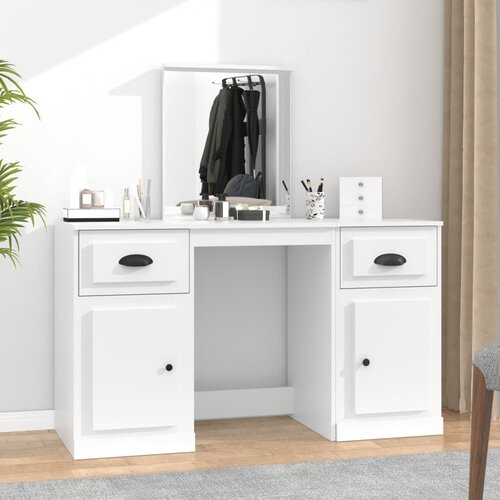 vidaXL Toaletna mizica z ogledalom bela 130x50x132,5 cm Cene