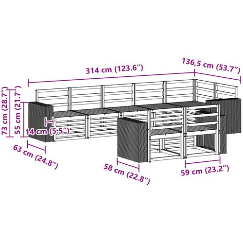  Set vanjskih sofa 8 kom. Poliester Slike