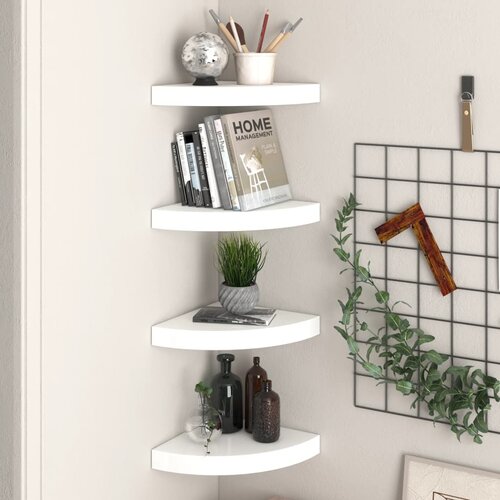 vidaXL Kotne police 4 kosi visok sijaj bele 25x25x3,8 cm MDF Cene