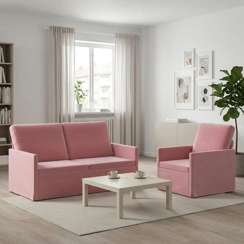  Set sofe 2 pcs Ružičasta Bar&scaron;un - Ružičasta Jednostruka + Dvostruka (140 cm) Cijene