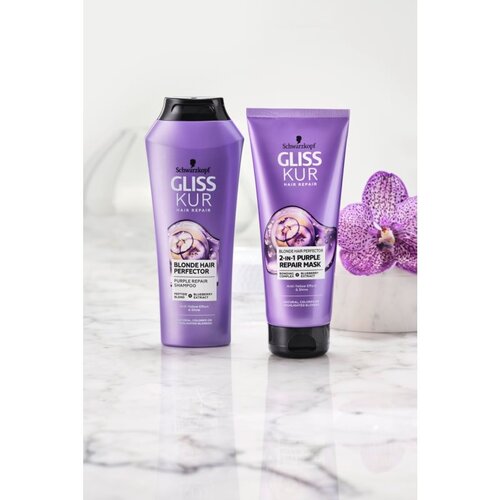 Schwarzkopf Gliss Blonde Hair Perfector regeneracijska maska za lase za posvetljene lase ali lase s prameni 200 ml Slike
