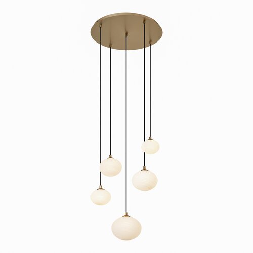 QAZQA Art Deco viseča svetilka zlata z opalnim steklom 5-Lights - Yani Slike