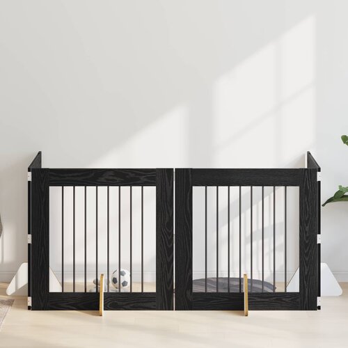  Vrata za pse s postoljem 4 pcs Crni hrast 80 x 80 cm Cene