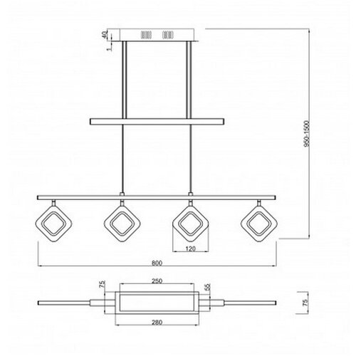  Trio - LED luster na sajli PARADOX 4xLED/4,3W/230V Slike