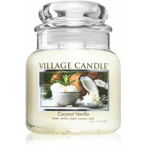 Village Candle Coconut Vanilla dišeča sveča (Glass Lid) 389 g