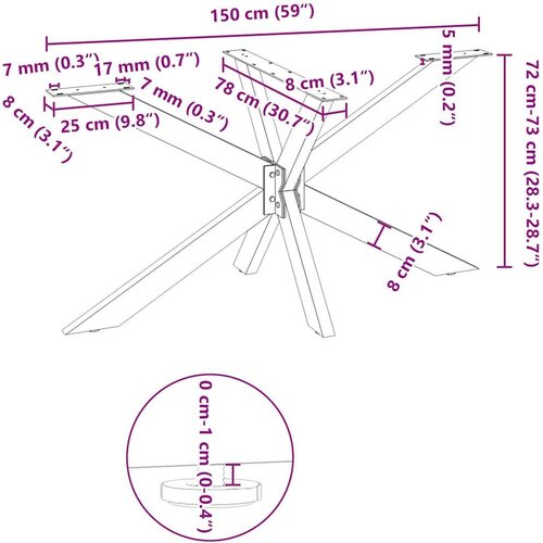  Noge jedilne mize pajkove oblike antracitne 150x78x(72-73) cm jeklo, (5000241498) Slike