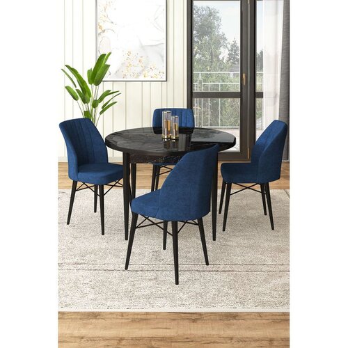 Hanah home Set Trpezarijski sto i 4 stolice, tamnoplava Cene