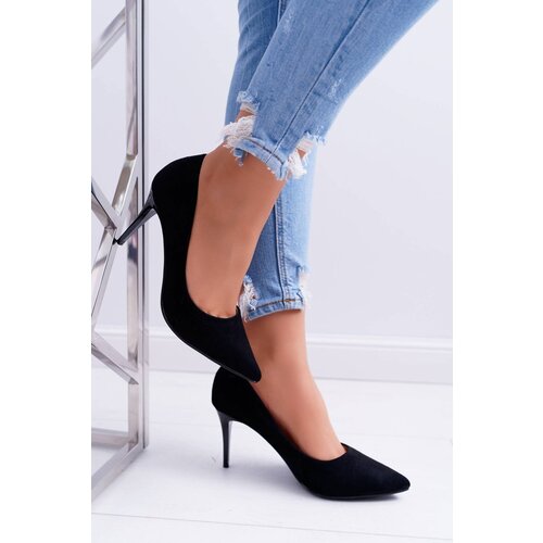 Kesi Women's Stiletto Heels Suede Black Cream Cene