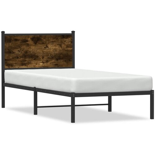 VidaXL Metalni okvir kreveta s uzglavljem boja hrasta 90 x 190 cm Slike
