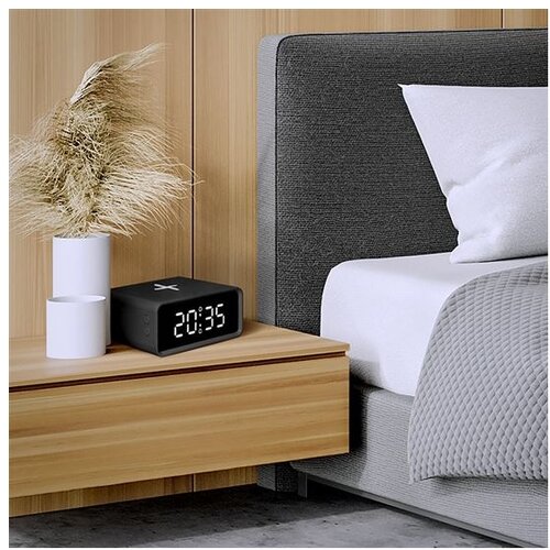 Solight CA07B - Digitalni sat sa Qi bežičnim punjačem 230V/CR2032 crna Slike