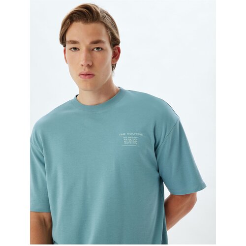 Koton Herren T-Shirt Mit Slogan Print – 100% Baumwolle, Kurzarm, Crew Neck, Größe L, Schwarz