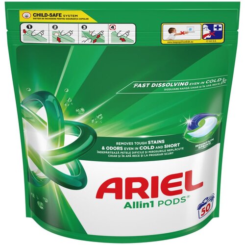 Ariel All in one PODS® Mountain Spring, kapsule za pranje veša, 50kom Cene