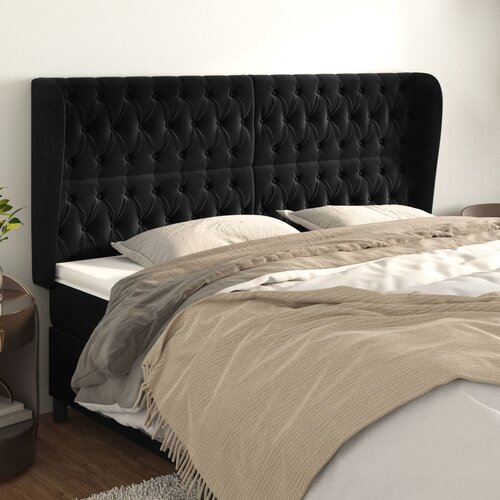  Uzglavlje s u&scaron;ima crno 183x23x118/128 cm bar&scaron;unasto Cijene