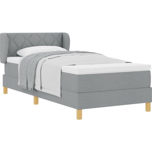 vidaXL Box Spring Krevet s Madracem - Svjetlosiva, 90x200 cm, Tkanina Cene