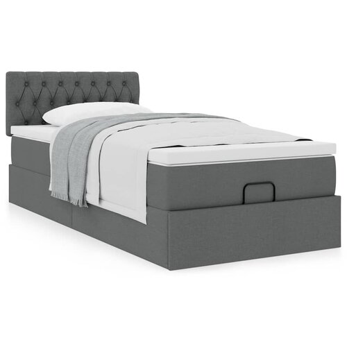 vidaXL Otomanski posteljni okvir z vzmetnico siv 90x190 cm blago Cene