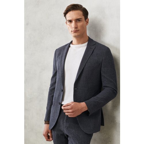 Altinyildiz classics Men's Anthracite-navy Blue Slim Fit Slim Fit Slim Fit Monocollar Checkered Classic Suit. Slike