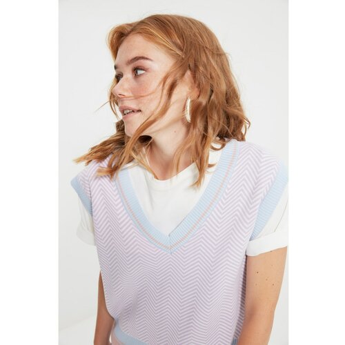 Trendyol Lilac Jacquard Knitwear Sweater Slike