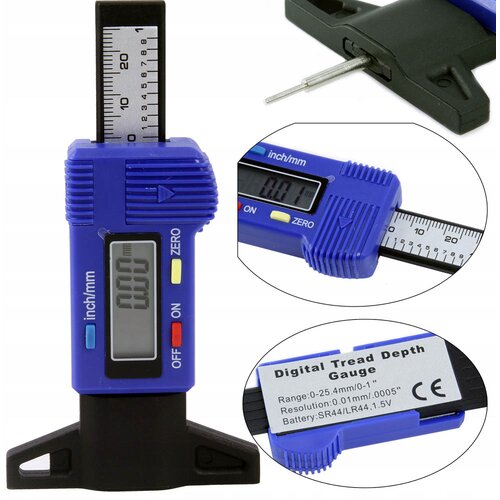  Digitalni dubinomjer profila gume 0-25 mm s LCD-om CRNI PETAK Slike