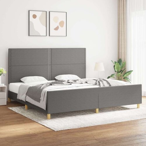  Posteljni okvir z vzglavjem temno siv 200x200 cm blago, (20736760) Slike