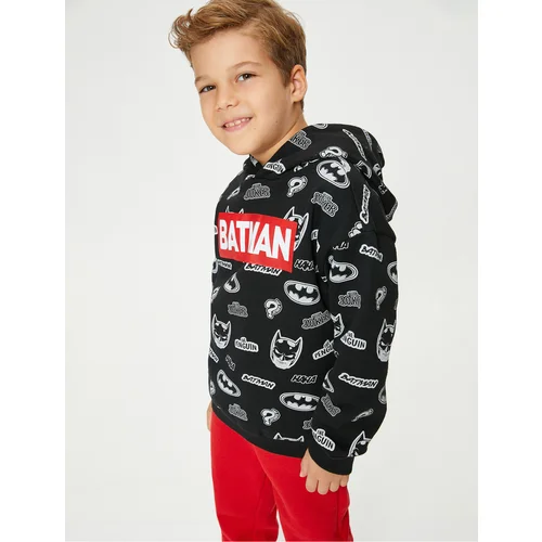 Koton Batman Hooded Sweatshirt Licensed Long Sleeve Ribbon