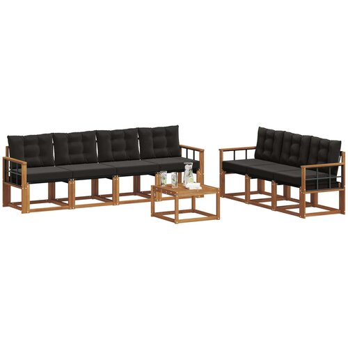 Set vanjskih sofa 8 kom. Prirodna i crna Slike