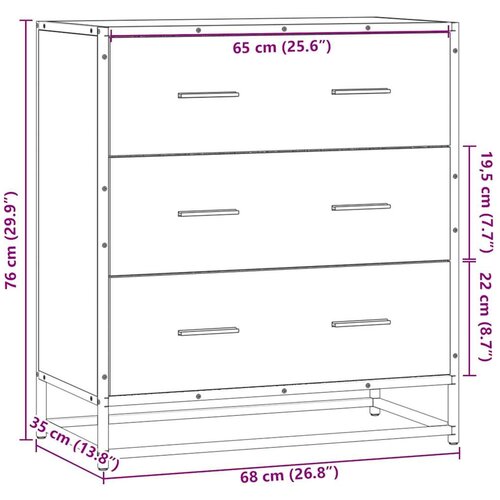 VidaXL Komoda boja hrasta 68x35x76 cm konstruirano drvo i metal Slike