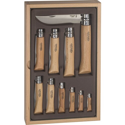 Opinel Collector Set Wood Box 10-piece Pocket Knives Slike