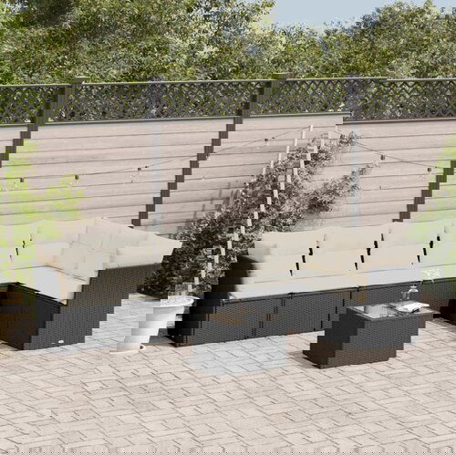  The Living Store Vrtna sedežna garnitura 8-delna z blazinami črn poli ratan - Vrtna Sedežna Garniture, (21468708) Cene