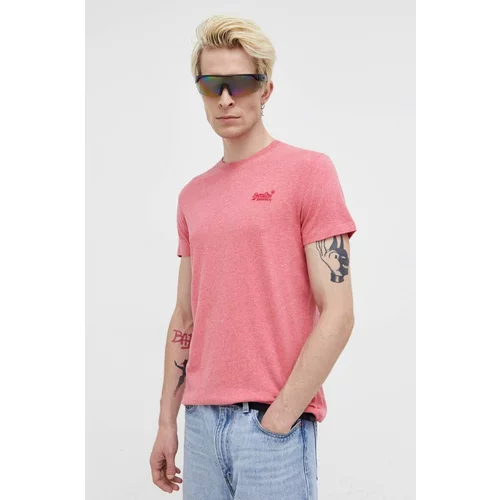 Superdry Bombažna kratka majica roza barva