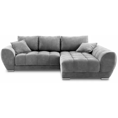 Windsor & Co Sofas sivi baršunasti kauč na razvlačenje Nuage, desni kut