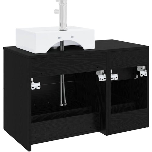  Set namje&amp;scaron;taja za kupaonicu 2 kom. Crni hrast Konstruirano drvo Crna 49,5 x 41 x 79,5 cm Slike