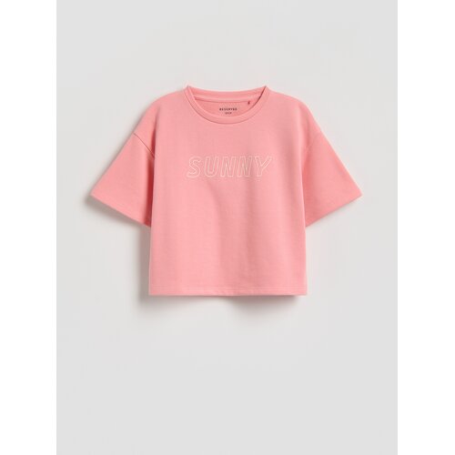 Reserved Ležerni t-shirt s printom - boja breskve Cene