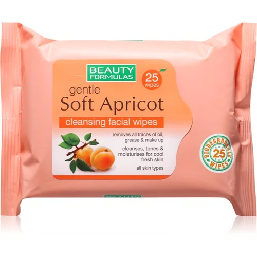 Beauty Formulas Apricot vlažni čistilni robčki 25 kos