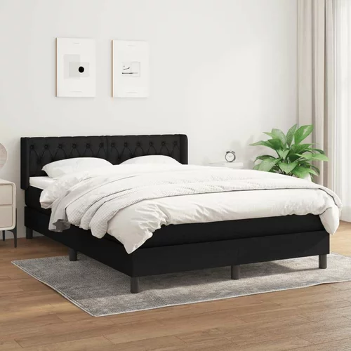  Box spring posteljni z vzmetnico črn 140x190 cm blago, (20884290)