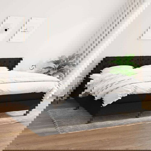  Krevet s oprugama i madracem crni 140 x 190 cm od tkanine Slike
