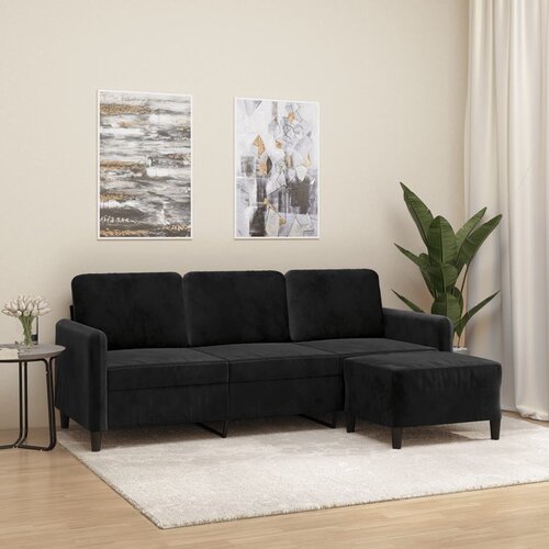 vidaXL Trosjed s tabureom crni 180 cm baršunasti Cijene