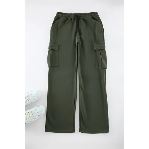 Trendyol Khaki Wide Leg/Wide Cut Cargo Pocket Sweatpants