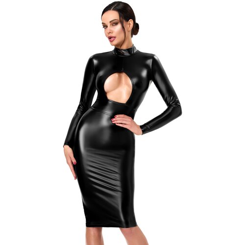 Noir Handmade F401 Dark Affair Midi Dress Black 3XL Cene
