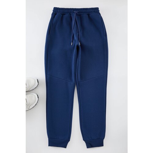 Trendyol Indigo Regular Cut Cut Detail Thick Sweatpants Slike