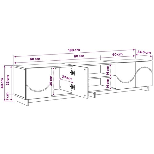  TV stalak 180 x 34 5 x 40 cm Siva Sonoma Konstruirano drvo - Siva Sonoma 179.5 x 34.5 x 40 cm Slike