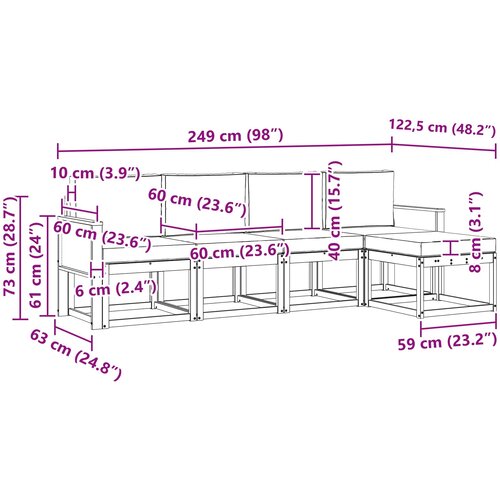  Set vanjskih sofa 5 kom. Prirodna i svjetlosiva Poliester Smeđa Slike
