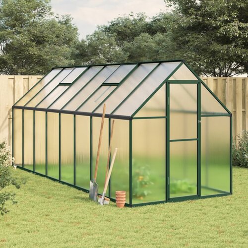  The Living Store Rastlinjak z okvirjem zelen 445x169x195 cm aluminij - Rastlinjak, (21495801) Cene