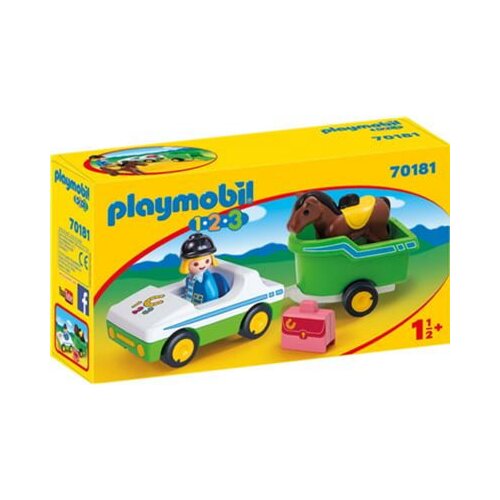 Playmobil 70181 - 1.2.3 - Avtomobilček s prikolico za prevoz konjev Cene